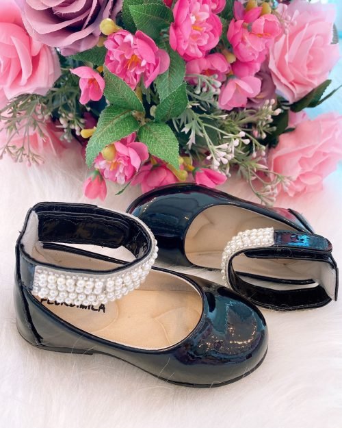 Sapatilha Flor Di Mila Camille Preta Pérolas