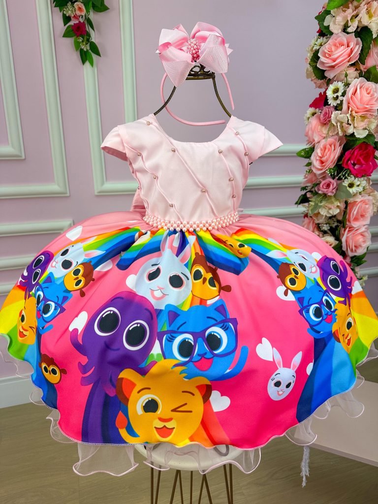Vestido Infantil Temáticos da Gigi Bolofofos – Bolo Fofos Rosa