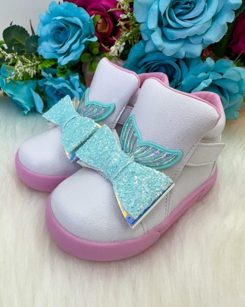 Tênis Bota Encanto de Criança Sereia/Ariel Branco