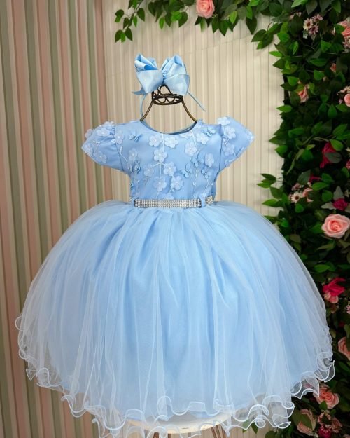 Vestido Menina Bonita Chloe Azul Bebe