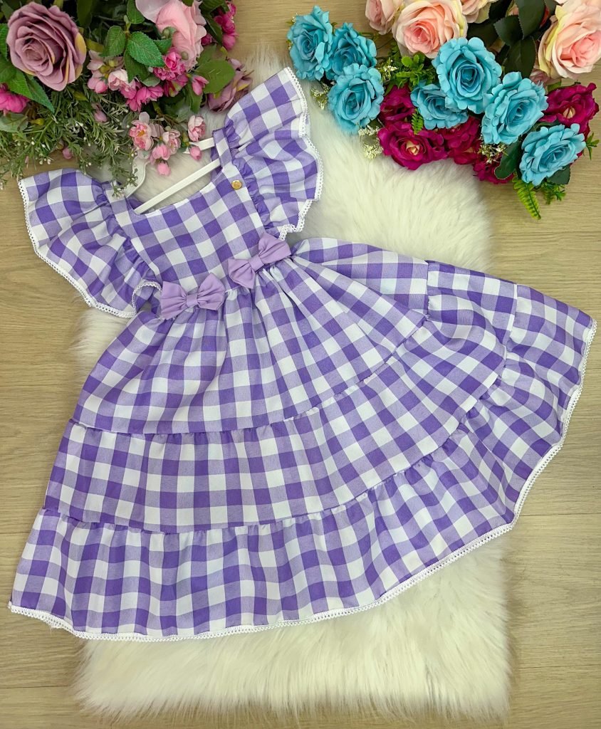 Vestido Banana Club Aline Xadrez Lilas