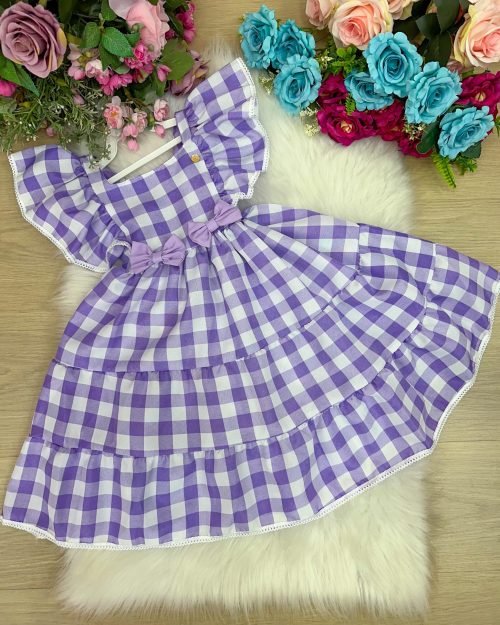 Vestido Banana Club Aline Xadrez Lilas