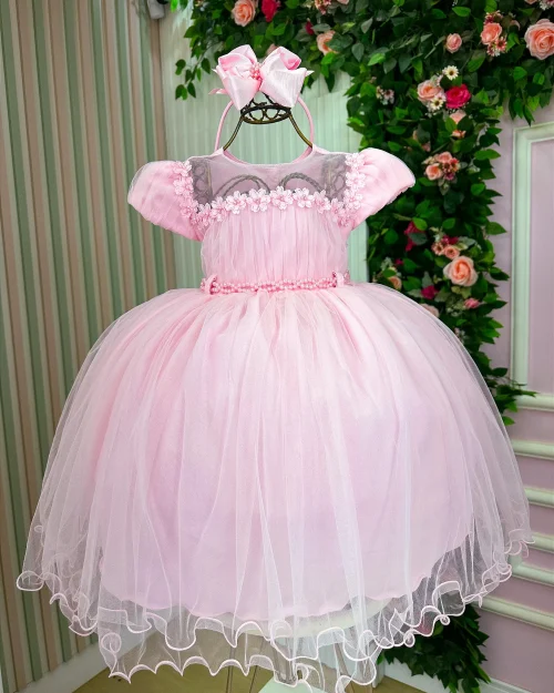 Vestido Menina Bonita Luna Rosa Bebe