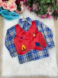 Camisa Junina Xadrez São João Colete Vermelho