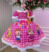 Vestido Junino Tematico Luxo Turma da Monica