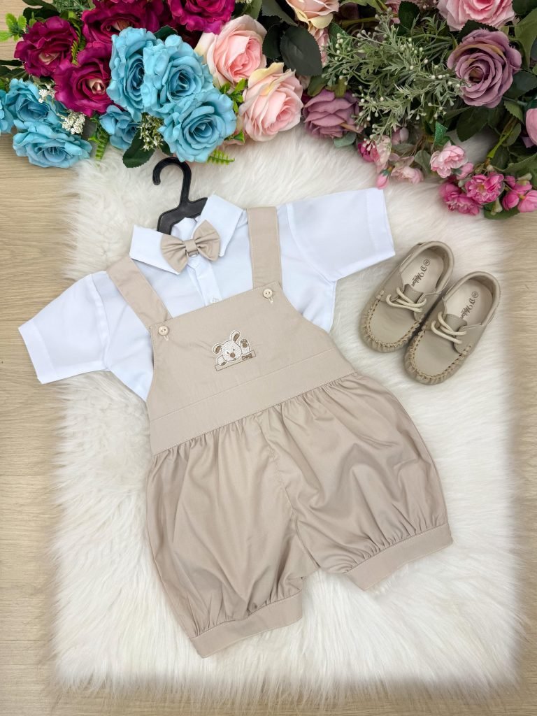 Conjunto Miss Cherry Meninos Bebe Theo Marrom – Bege