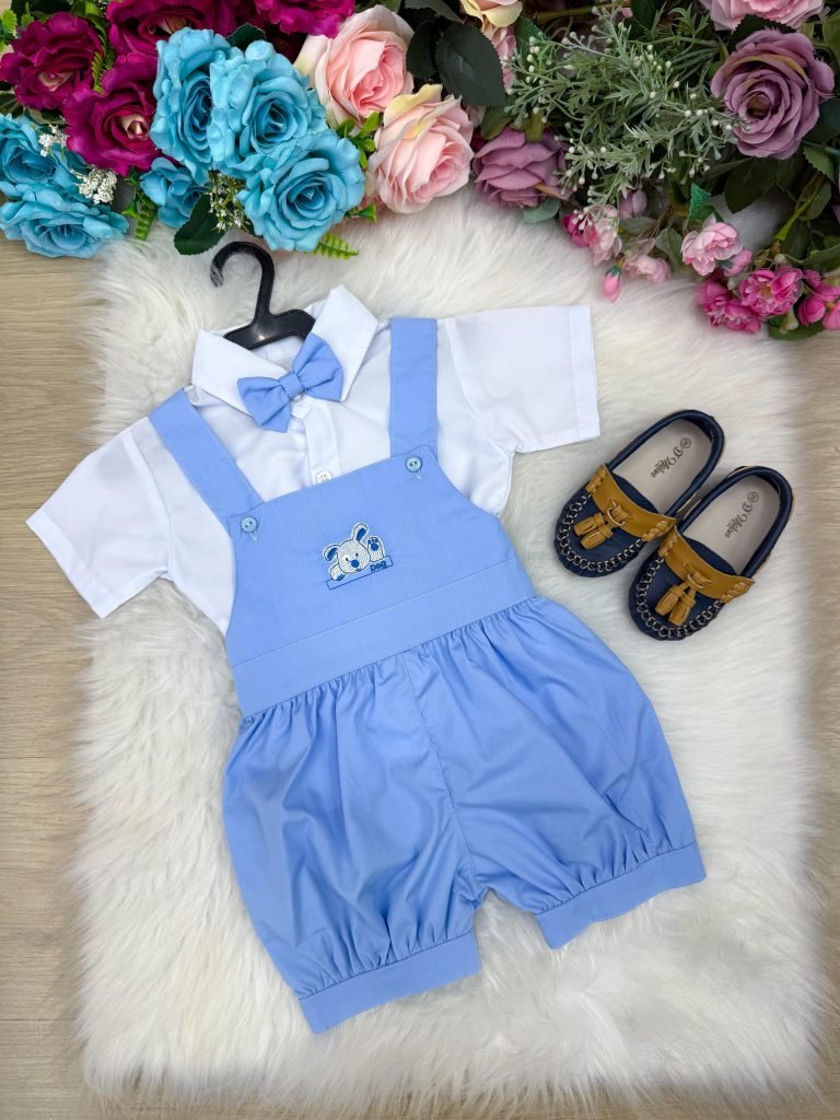 Conjunto Miss Cherry Meninos Bebe Theo Azul Bebe