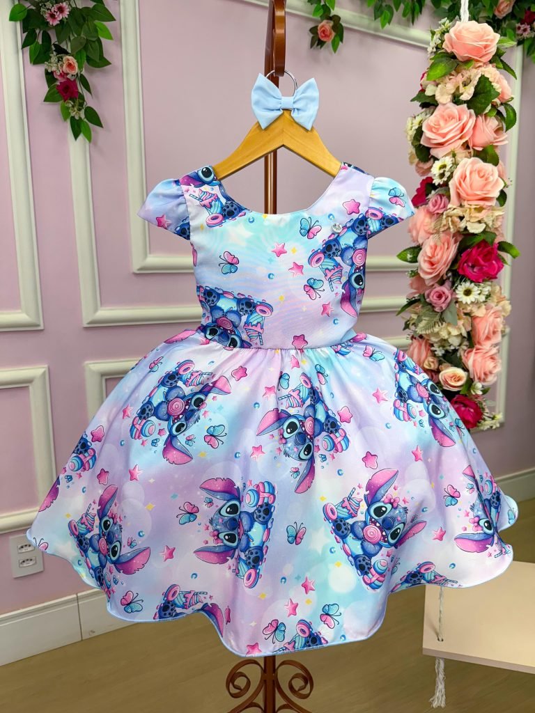 Vestido Tematicos Kids Stitch Lilas