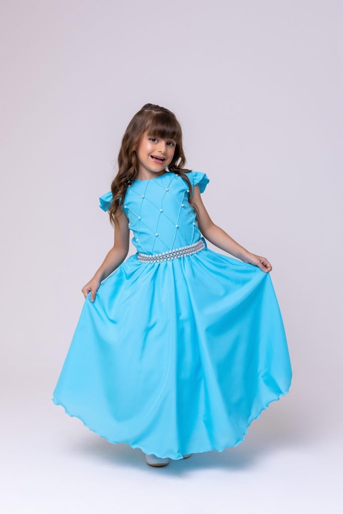 Vestido Ysa Kids Ariane Longo Azul Tifanny