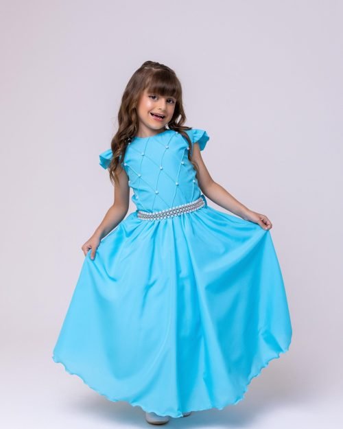 Vestido Ysa Kids Ariane Longo Azul Tifanny