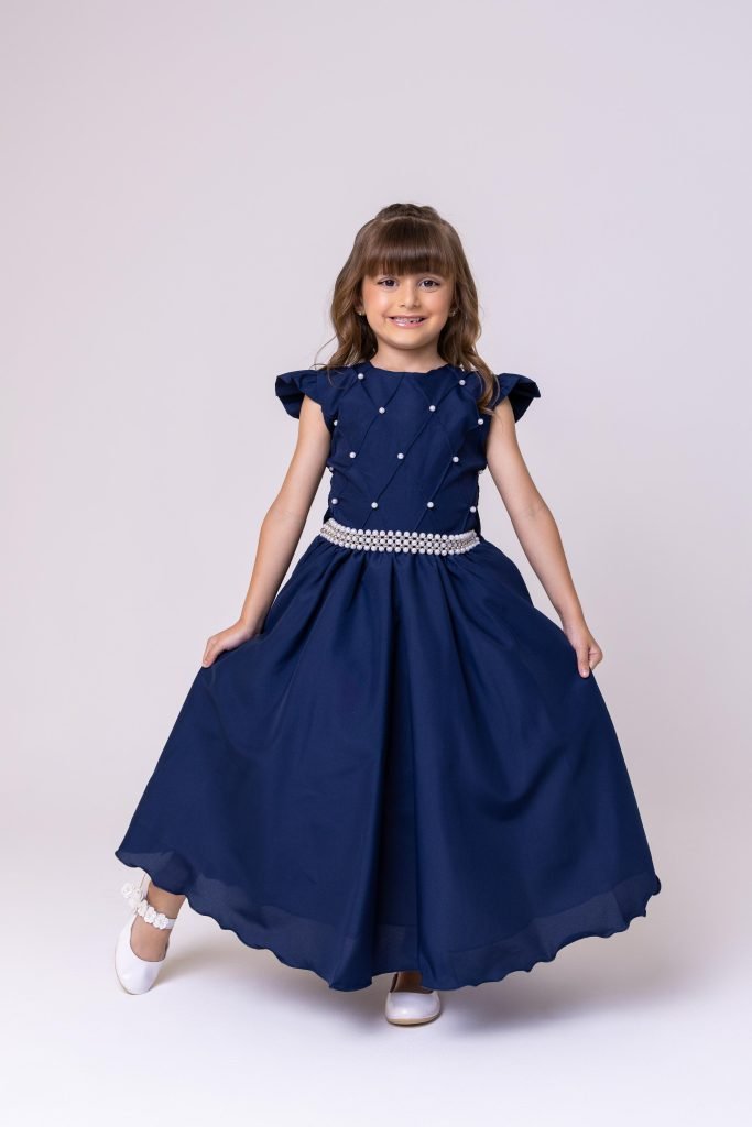 Vestido Ysa Kids Ariane Longo Azul Marinho