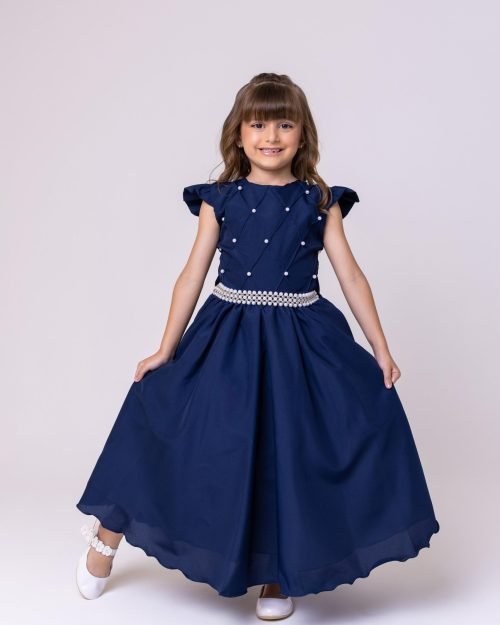 Vestido Ysa Kids Ariane Longo Azul Marinho