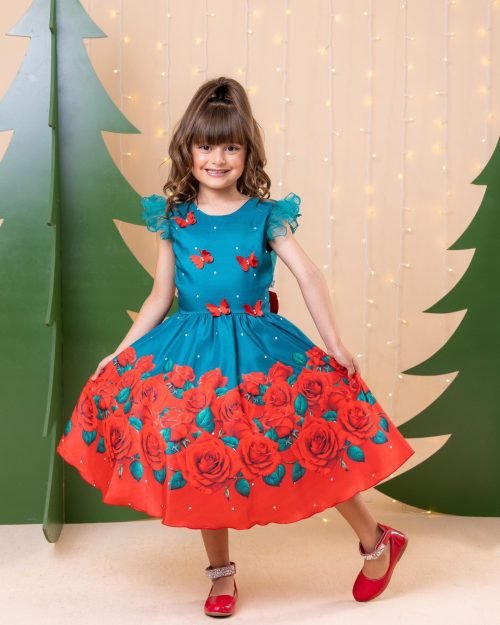 Vestido Marie Lola Verde Florido Natal