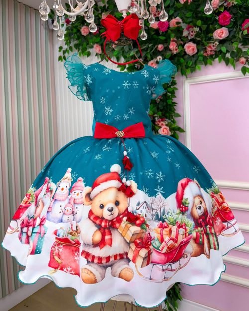 Vestido Marie Floco De Neve Verde – Natal