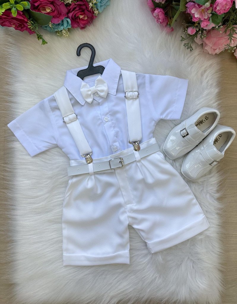 Conjunto Miss Cherry Meninos Social Shorts Ravi Branco