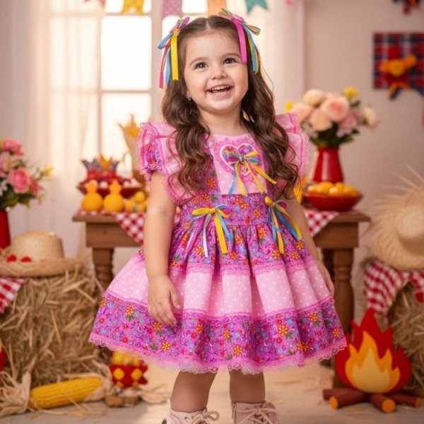 Romper/Vestido Princesa Belli Junino Florzinha do Arraiá