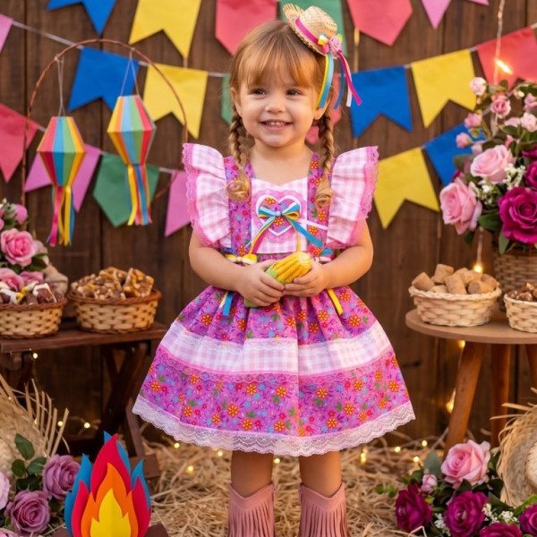 Romper/Vestido Princesa Belli Junino Quermesse Baby