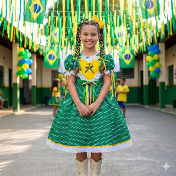 Vestido Marie Junino Luxo Arraia da Copa – Brasil