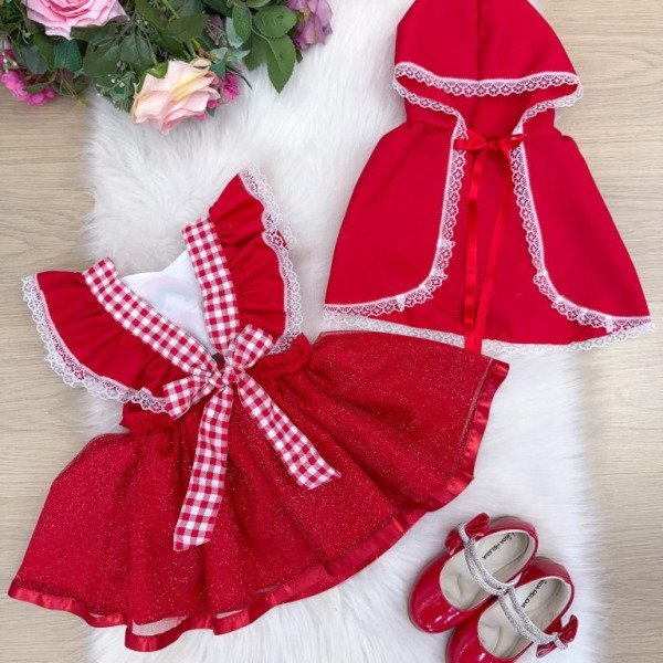 Romper/Vestido Princesa Belli Tematico Chapeuzinho Vermelho