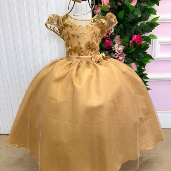 Vestido Mini Miss Longo Carol Dourado