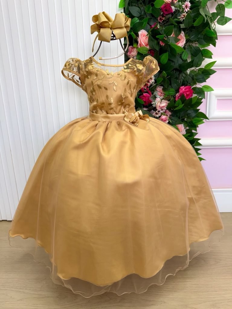 Vestido Mini Miss Longo Carol Dourado