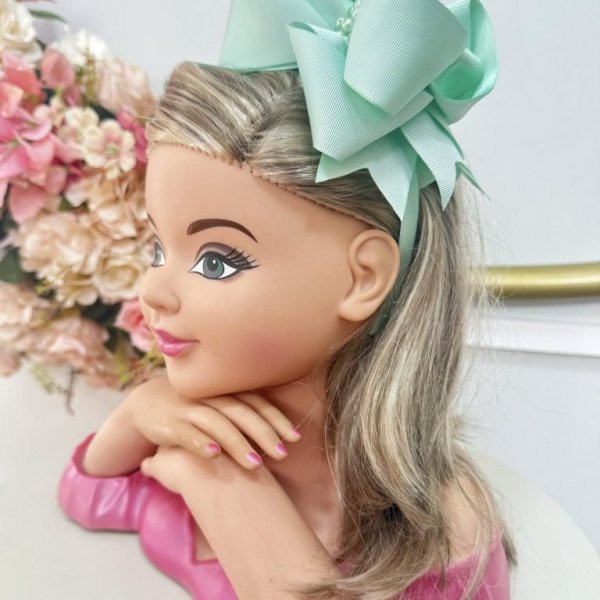 Tiara Infantil Verde Claro Maxx Nó Com Pérolas Luxo