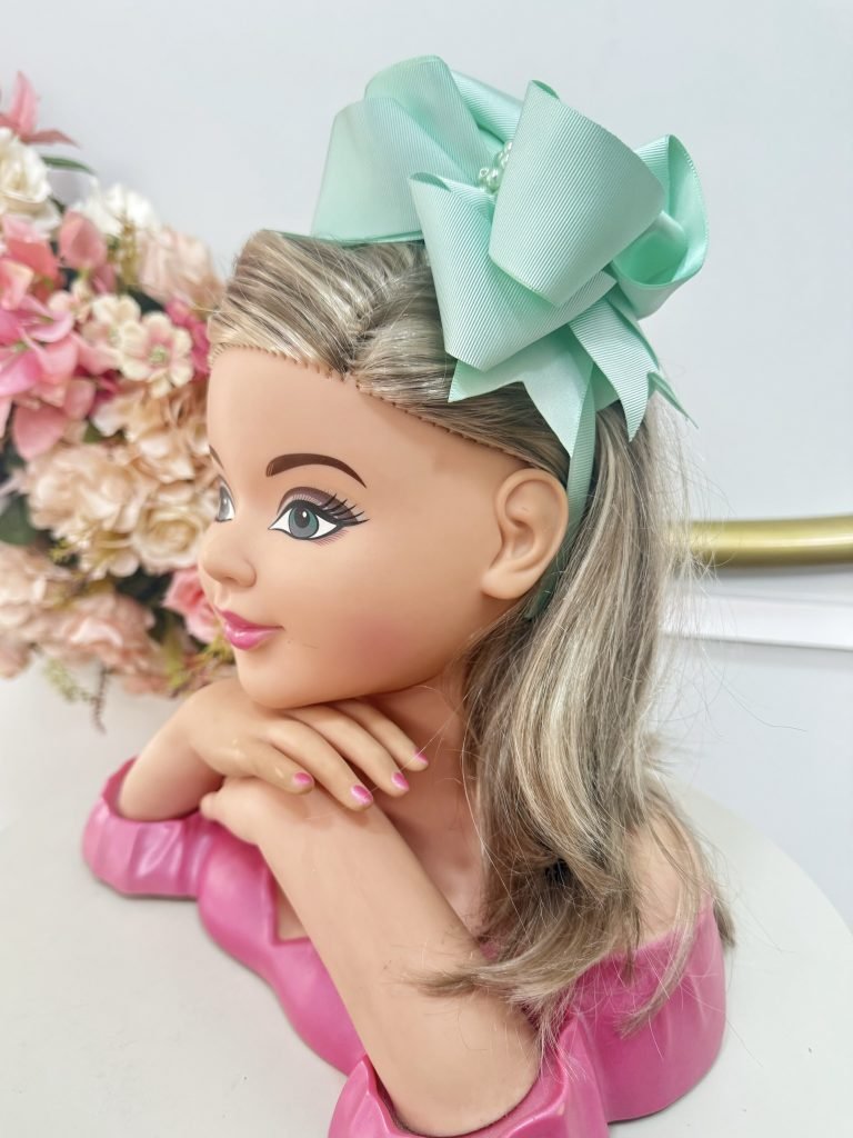 Tiara Infantil Verde Claro Maxx Nó Com Pérolas Luxo