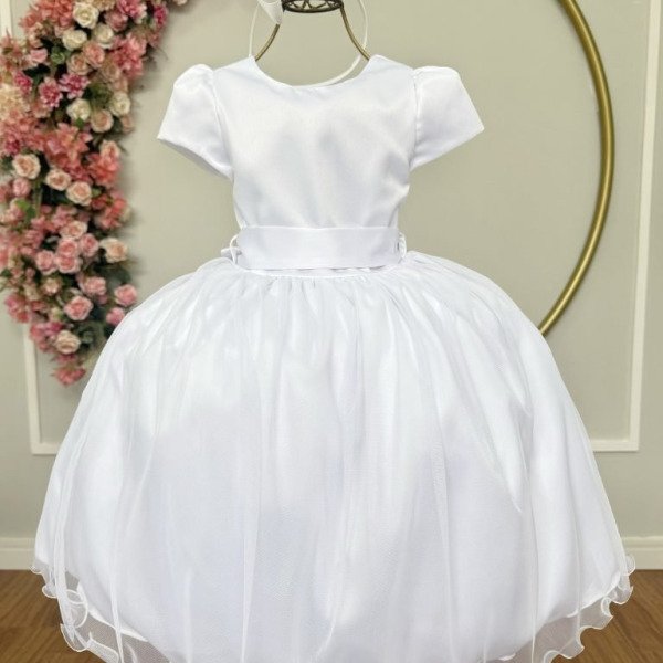 Vestido Infantil Branco Daminha Festas Luxo