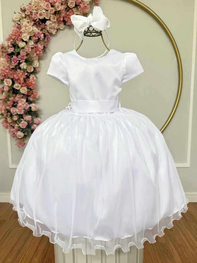 Vestido Infantil Branco Daminha Festas Luxo