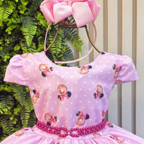 Vestido Infantil Rosa de Festa para Menina Estampado