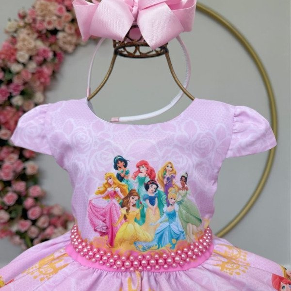 Vestido Infantil Rosa Princesas Festas e Luxo